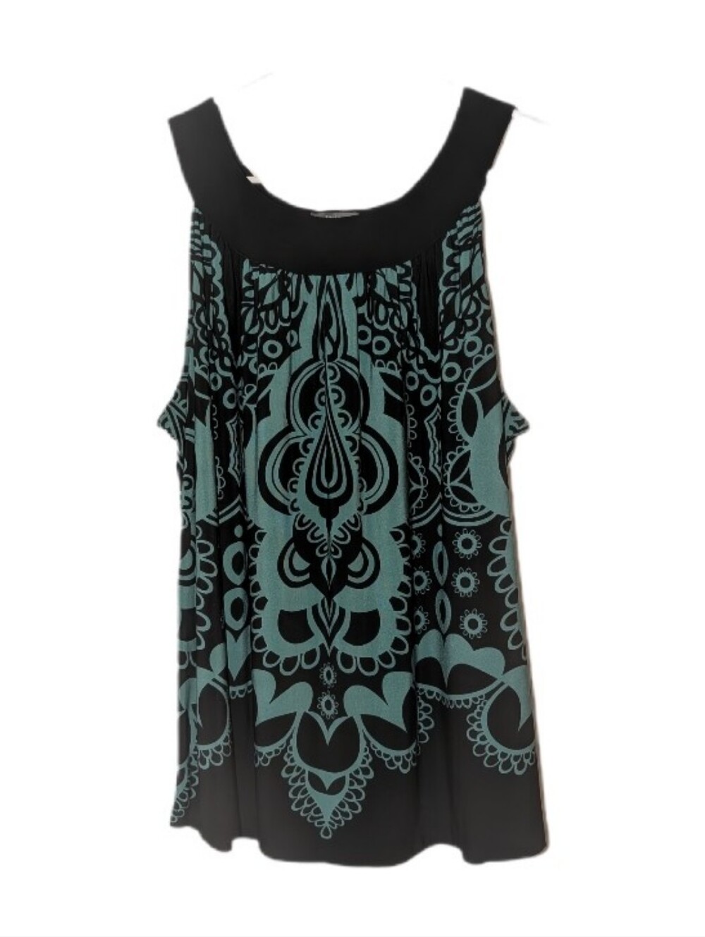 Apt. 9 Black & Teal Printed Sleeveless Tank Top XL
